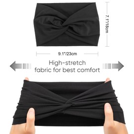 AQOKKA Extra Wide Headbands for Women Large Turban Headband Non Slip Boho Elastic Hairband Hair Twisted Knot Head Bands Accessories