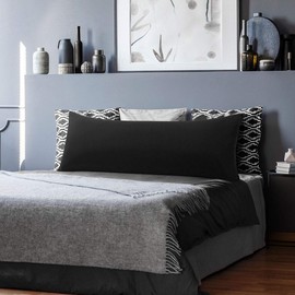 PiccoCasa Body Pillow Cover with Envelope Closure, Pillow Case for Long Bolster Pillow, Soft 110 Gsm Microfiber Body Pillow Covers Black Body(51cmx140cm)