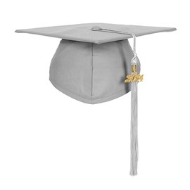 Erligo Unisex Matte Graduation Cap with Tassel Year Charm Graduation Hat for High School and Bachelor (Gray)