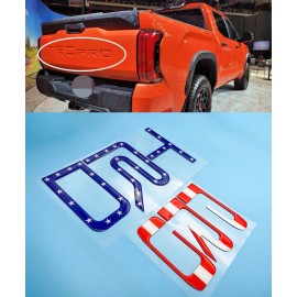 JD Fit 2022 2023 Toyota Tundra TRD PRO Red Domed Tailgate Letters Inlay US Flag