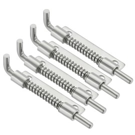 MECCANIXITY Spring Loaded Latch Pin 3.35 x 0.69 Inches, Left Spring Loaded Barrel Bolt for Cabinets Trailer Doors Chests Gate Stainless Steel Silver Pack of 4