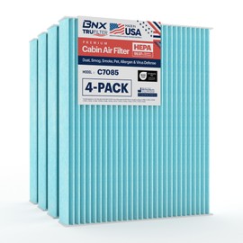 BNX TruFilter C7085 Filtro de aire de cabina, HEPA 99.97%, fabricado en Estados Unidos, compatible con Hyundai: Accent, Elantra, Elantra GT; Kia: Forte, Rio paquete de 4