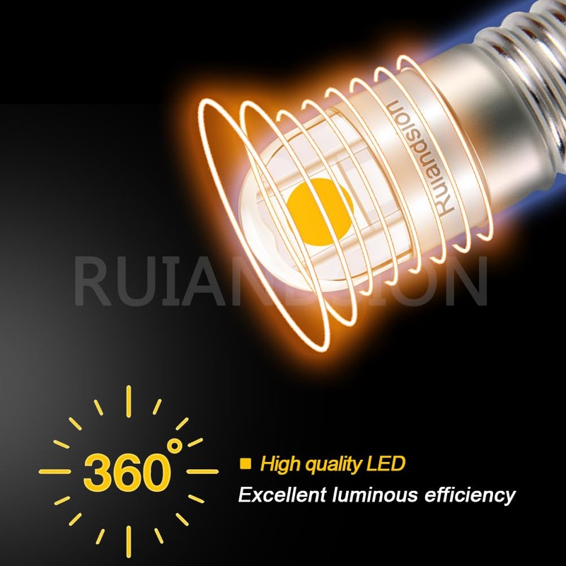 Ruiandsion E10 LED Flashlights Bulb 6V Non Polarity E10 Screw