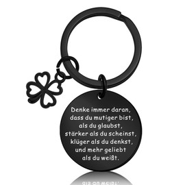 Otuuz Lucky Charm Keyring Motivational Gifts Courage Gift Key Ring Encouragement Gifts for Girlfriend Boyfriend Colleague Birthday (Black)