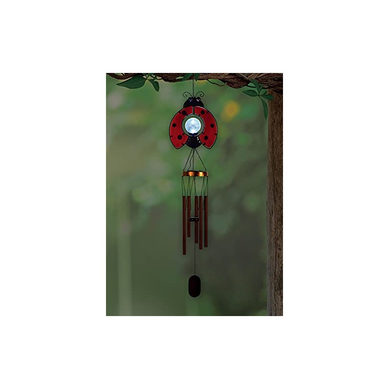 Sunset Vista Designs Collection Solar Wind Chime, Ladybug, 7.48" x