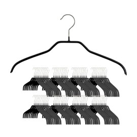 Mawa Narrow Petite Clothing Hangers, Steel Hanger with Non-Slip Coating, for Shirts, Dresses, Suits, Camisoles, Jackets, 360-degree Rotatable Hook, Set of 80, Black