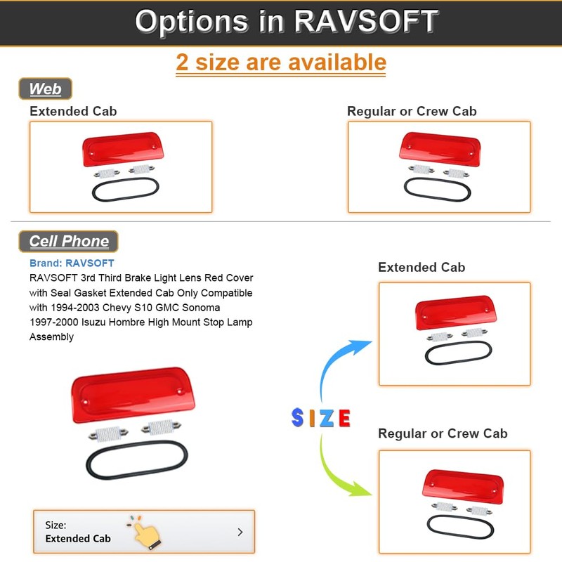 RAVSOFT 3rd Third Brake Light Lens Red Cover with Seal