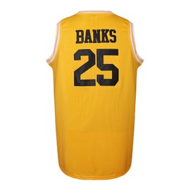 JKNAKN The Fresh Prince of Bel Air 25 Carlton Banks Basketball Jersey,90s Hip Hop Clothes for Party Men (XXX-Large, 25 Yellow)