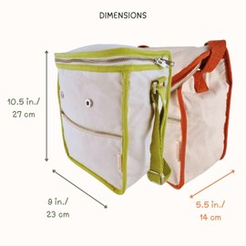 Life Without Plastic Wool Insulated Organic Cotton Lunch Bag with Stainless Steel Folding Spork in Cotton Pouch - Orange Trim