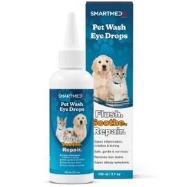 SMARTMED Pet Eye Wash 5.1 oz Gentle Eye Irritation Solution for Pets – Removes Dirt, Debris & Tear Stains – Safe for Daily Use