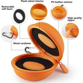 HELMDY Travel watch box, watch box with zip, with carabiner hook and sponge, portable round watch storage box, suitable for all watches under 50 mm (orange, 2 pieces)