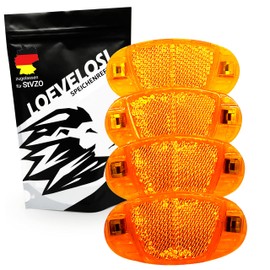 Spoke Reflectors Extra Reinforced with Steel Clips Reflectors Orange Set of 4 Cat Eyes with Certification Mark According to StVZO Spoke Reflector Reflector for Road Bike MTB Trekking Bike & Children's