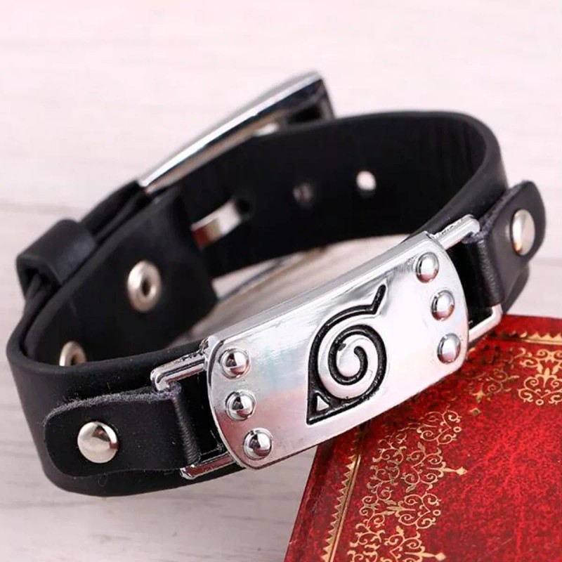 Universo en Linea Pulsera Brazalete Aldea Hoja Konoha Naruto Cuero