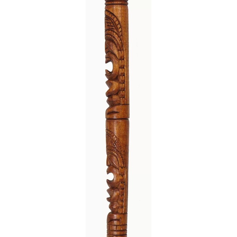 40" DOUBLE TIKI HAND CARVED ACACIA MONKEYPOD WOOD HAWAIIAN WALKING