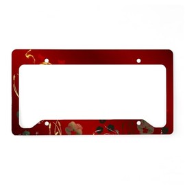 CafePress Fantasy Floral Designs Shine License Plate Holder Aluminum License Plate Frame, License Tag Holder