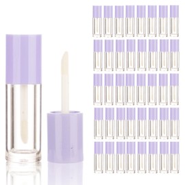 COSIDEA - 40 tubos vacíos de brillo de labios de color morado de 0.5 onzas líquidas, tubo de brillo labial con aplicador de varita para botellas de tinte de aceite labial