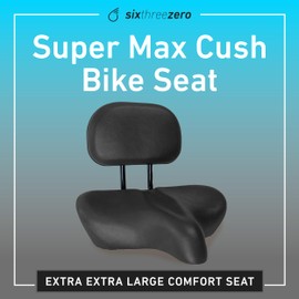 sixthreezero Super Max Bike Seat with Back Rest, Comfortable Bicycle Saddle Extra Large Wide Super Max Cushion Comfort for Men and Women, Black