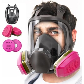 WYAJU Full Face Respirator Mask with Filters, Reusable Anti-fog Gas Mask with 60926 & 2097 Activated Carbon Filters Against Dust Organic Vapor, Ideal for Painting, Polishing, Welding,Woodworking