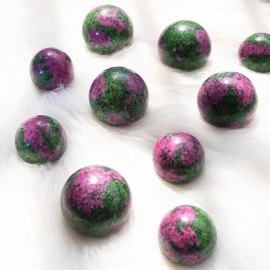 Ruby Zoisite Crystal Sphere - 2.0" Inches, Hand-Polished - Unique Red & Green Gemstone for Heart & Root Chakra Healing, Healing Crystals for Spooky Room, Table or Kitchen Decor, Witchy Gifts