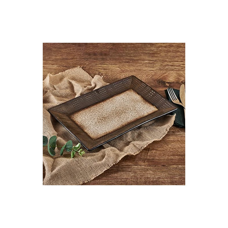 Gourmet Basics by Mikasa Verona Cream Rectangular Platter, 13.75 Inch