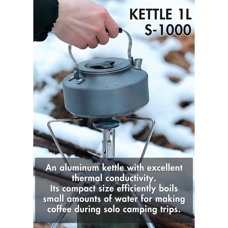 CAMPINGMOON Camping Kettle 1L Portable Ultra-Light Coffee Tea Pot S1000