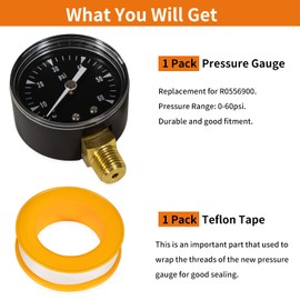 johntruck R0556900 Pressure Gauge Replacement Compatible with Zodiac Jandy CS Series CS100 CS150 CS200 CS250 & CJ Series CJ200 CJ250 Cartridge Filter