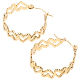 Baluue Gold Heart Hoop Earrings for Women Hypoallergenic Stainless Steel Elegant Heart Design for Sensitive Ears Versatile Fashion Accessory