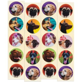 Unbranded Dog Stickers | 1.5" Round | 80 Pack | Pug, Lab, Doberman, Pitbull & More!