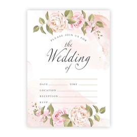 Kirsten McMillan Floral Wedding Invitations with Envelopes - A6 Designed and Printed in the UK (Pack of 25)