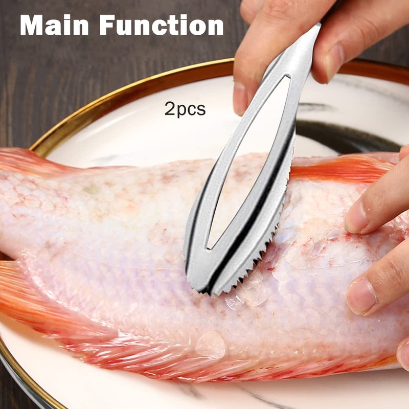 2 Pieces Fish Scaler Tool, Stainless Steel Skin Remover Fish