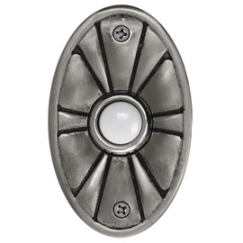 Waterwood Solid Brass Oval Flower Doorbell in Pewter - Wired & Illuminated Push Button from Environmentally Friendly Recycled Material