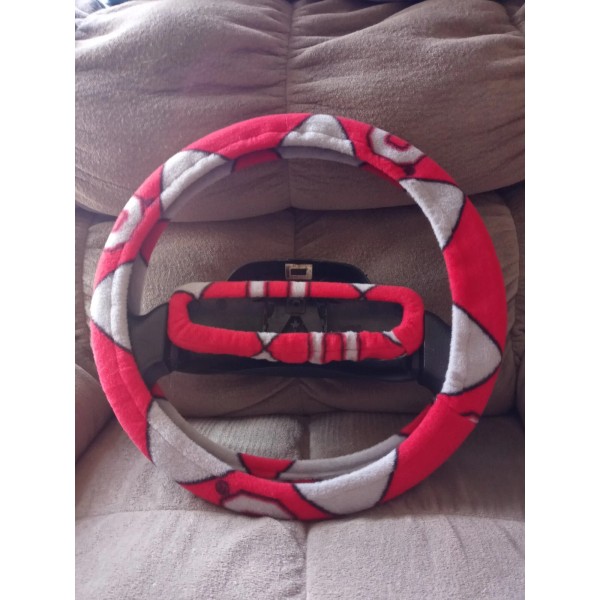 Custom OHIO STATE BUCKEYES BLOCK O ARGYLE FLEECE STEERING WHEEL