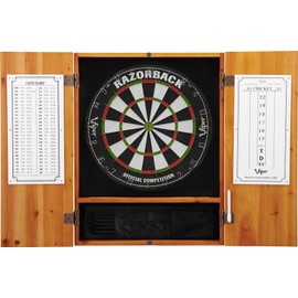 Viper Metropolitan Solid Wood Cabinet & Sisal/Bristle Dartboard Play-Ready Bundle