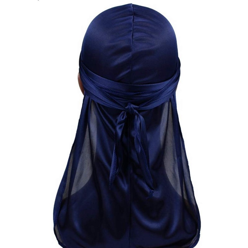 Men Silk Durag Long Straps Bandanas for Men Headwear Waves
