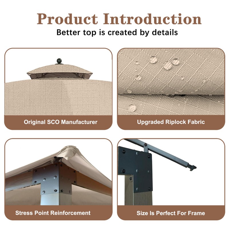 SCOCANOPY Replacement Cover Fit for 10X12 Ft Eagle Brooke Soft