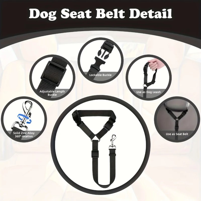 Geshifeng Adjustable Nylon Fabric Pet Restraints Vehicle Car Safety Seat