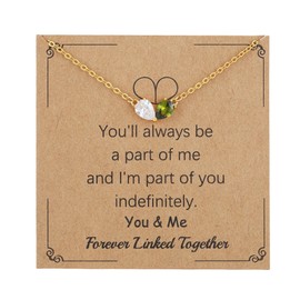 SOPIFY Heart Birthstone Necklace for Women Non Tarnish 14K Gold Plated Cubic Zirconia Birth Stone Jewelry Gift for Mother Daughter/Friends/Sister/Couple (04-08.april(diamond)-august(peridot))