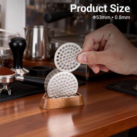 3-Pack puck screen & Espresso Tamper Set with Magnetic、 Wooden Base:53.5mm Stainless Steel espresso puck screen (Reusable Filter) for Breville Barista Express (BES870), Pro, Touch, Bambino, Infuser