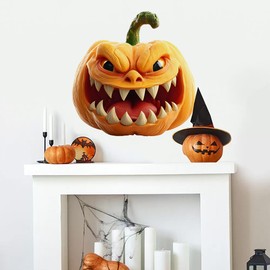Calcomanías de pared de Halloween, calcomanías de decoración temáticas de Halloween, vinilo extraíble espeluznante cara aterradora para decoración de fiestas de día festivo. Vinilo decorativo 3D Evil