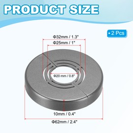 PATIKIL Wall Split Flange 0.8/1/1.3 Inch, 2Pcs 0.4" Thicken Cuttable ABS Round Escutcheon Plate Cover Buckle for Water Pipe Faucet Decoration, Grey