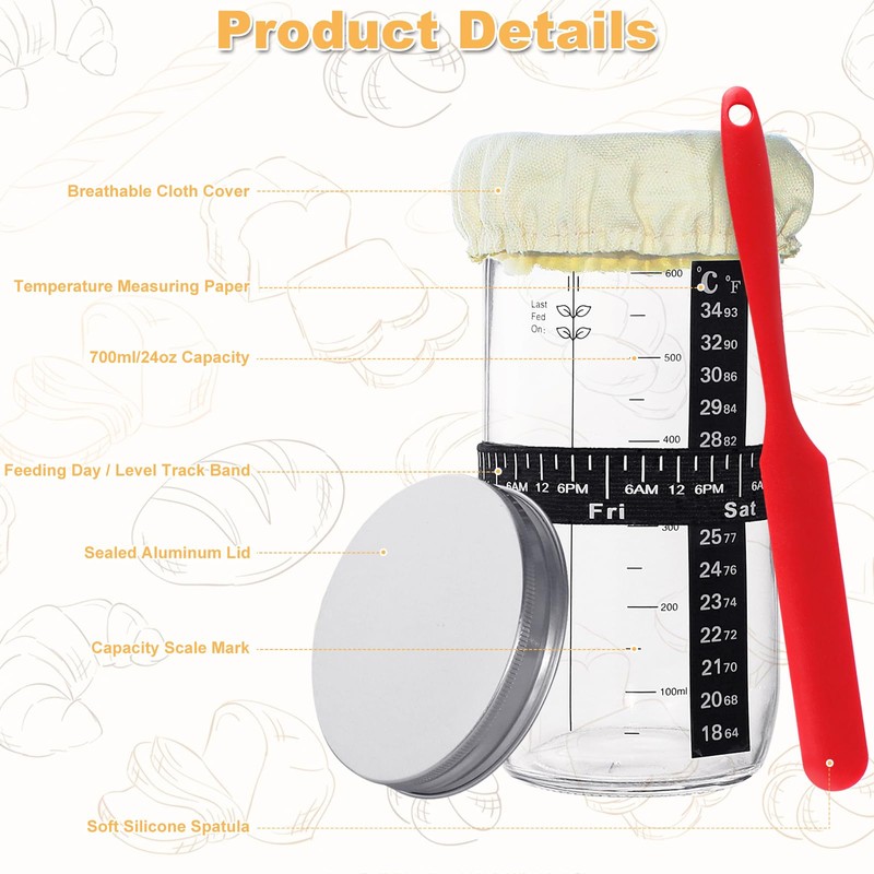 Viceda Sourdough Starter Kit, Sourdough Starter Container with Spatula, Baker