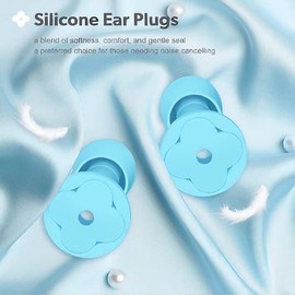 CYUK Peace Ear Plugs for Sleep - Noise Reduction Ear Plugs - Reusable Flexible Earplugs for Sleep - Travel - SNR 33dB Noise Reduction, 8 Ear Tips in XS,S,M, L (Blue, One Size)