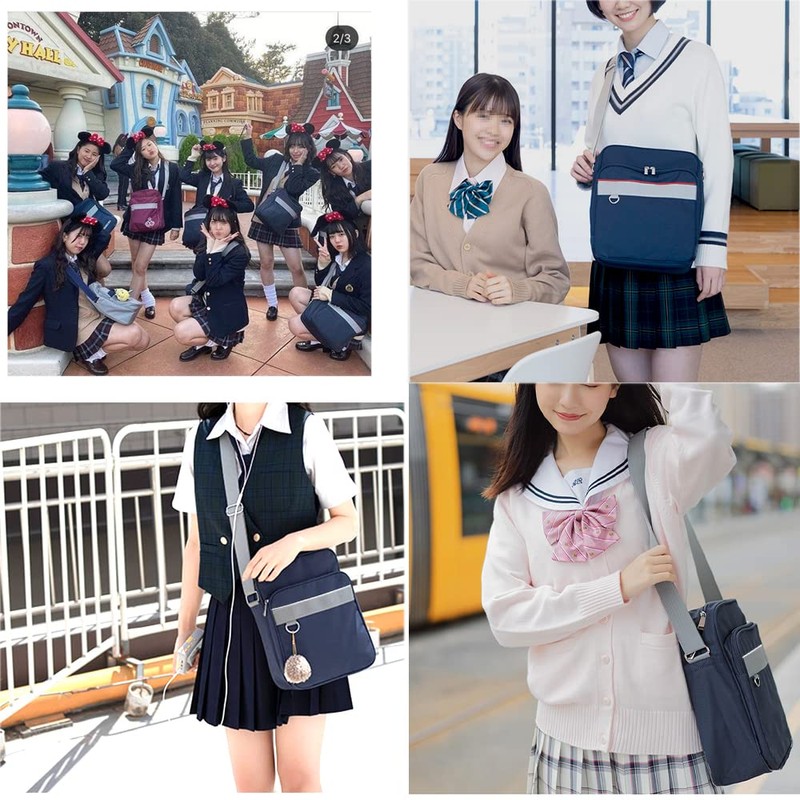Eolluka School Bag, A4 Shoulder Bag, Nylon Bag, High School