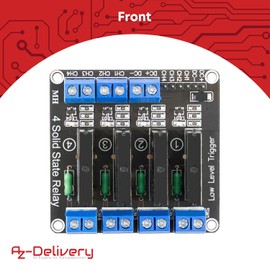 AZDelivery 4 Channel Relay Module 5V DC Solid State Relay Low Level Trigger Power Switch Relay Board Compatible with Arduino and Raspberry Pi