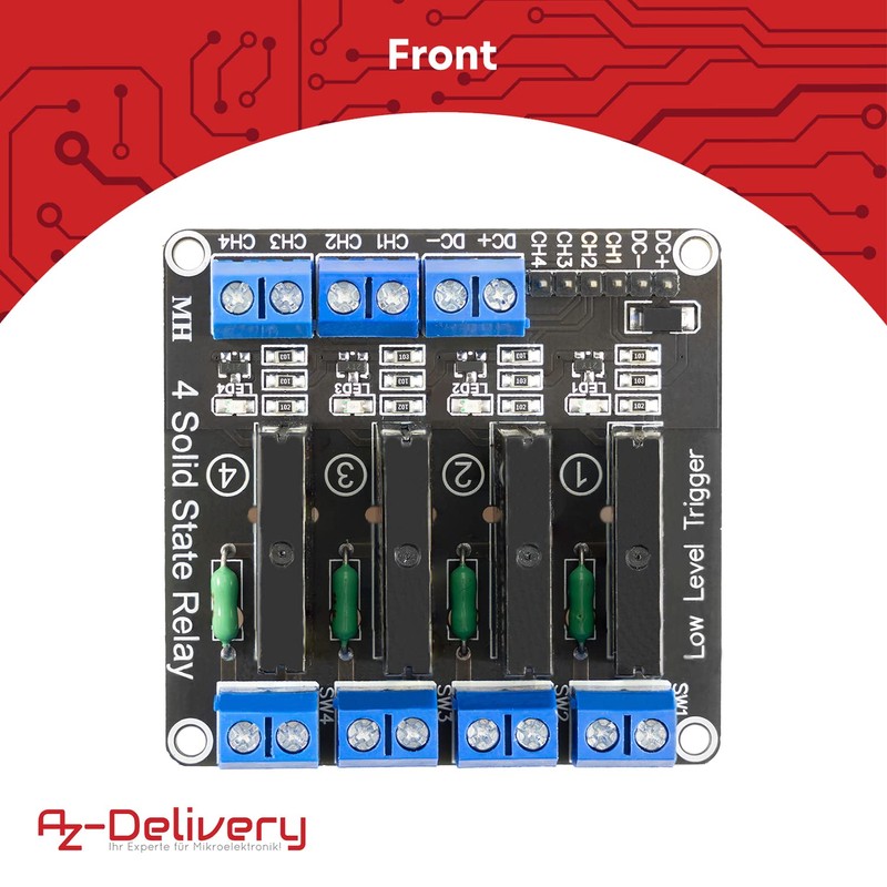 AZDelivery 4 Channel Relay Module 5V DC Solid State Relay