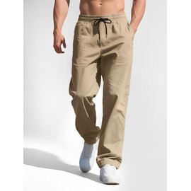 Comdecevis Mens Baggy Cargo Joggers Relaxed Fit Sweatpants Comfort Casual Chino Pants Dark Khaki L