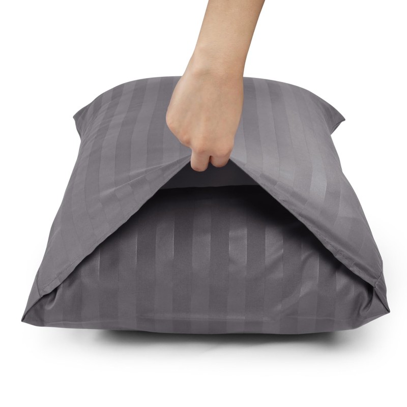 Moonlight Bedding Pillow cases 2 pack - Grey Stripe 48x74cm