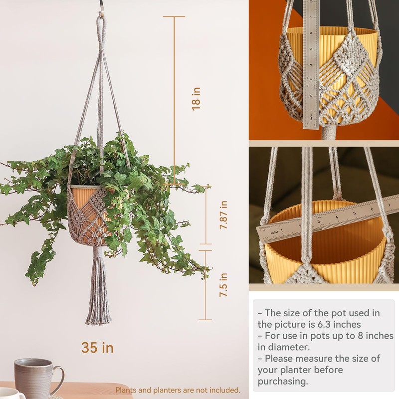 Hanging Planter with Patterns,2Packs Macrame Plant Hangers Indoor Macrame for