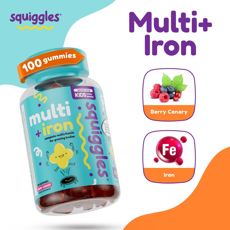 Squiggles Squiggles Sniffle Berries (100 Count) + Multivitamin Iron Gummies