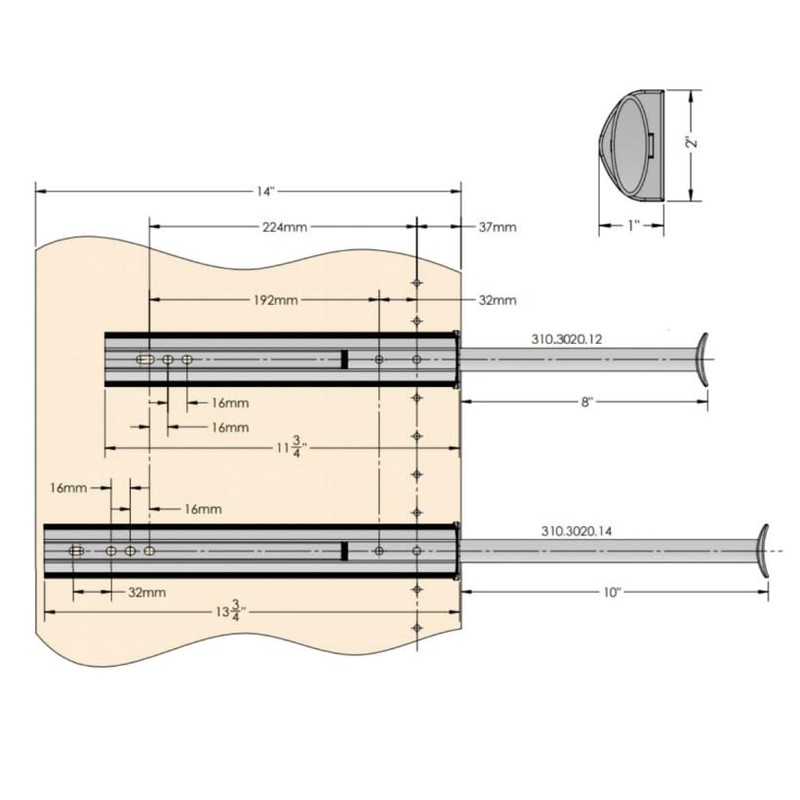 TAG Hardware Premium 11 3/4 Inch Long Pullout Closet Wardrobe